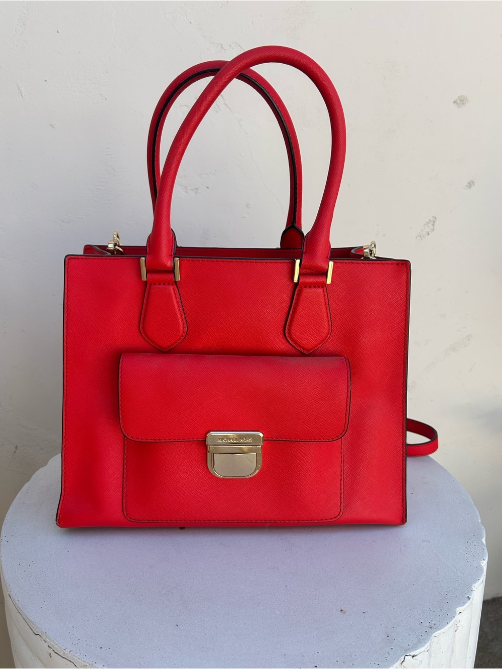 Michael Kors Leather Top-Handle Satchel with Front Pocket